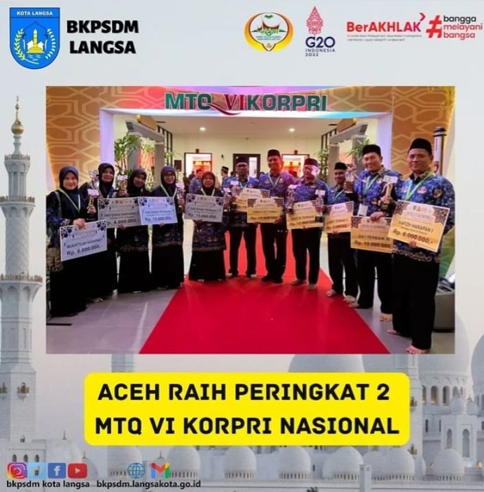 Aceh Raih Juara 2 di Ajang MTQ VI Korpri Nasional di Sumatera Barat